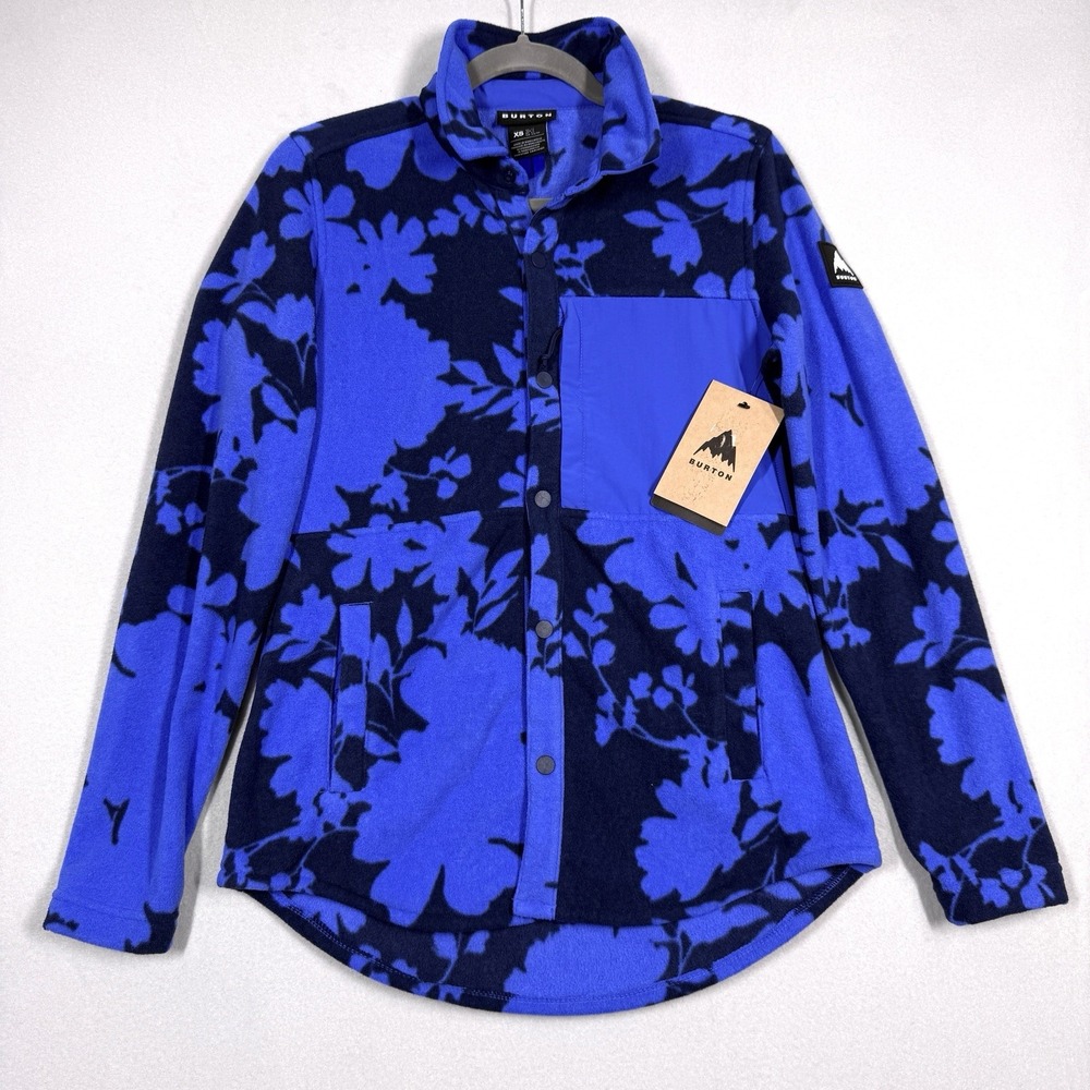 Burton Jacket‎ Womens XS Hearth Tech Snap Fleece Shirt Shacket Blue Floral NWT